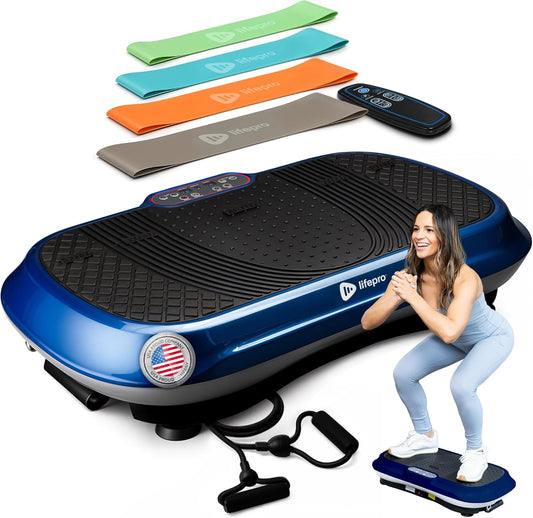 Waver Vibration Plate Exercise Machine for Lymphatic Drainage, Muscle Activation, Full-Body Workout Vibrating Platform with Loop Bands, Fitness Equipment for Strength Toning & Fat Loss