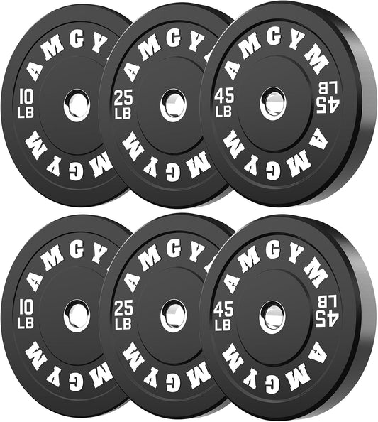 2 Inch Bumper Plates，10-500Lbs，Barbell Rubber Olympic Weight Plates Set for Home Gym, Strength Training & Weight Lifting, Multiple Options Colors